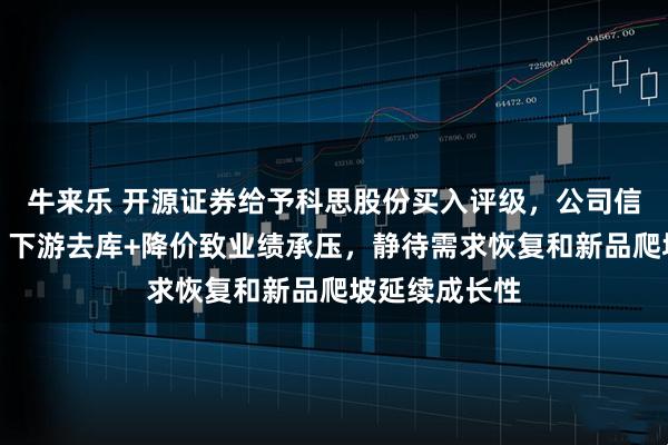 牛来乐 开源证券给予科思股份买入评级，公司信息更新报告：下游去库+降价致业绩承压，静待需求恢复和新品爬坡延续成长性